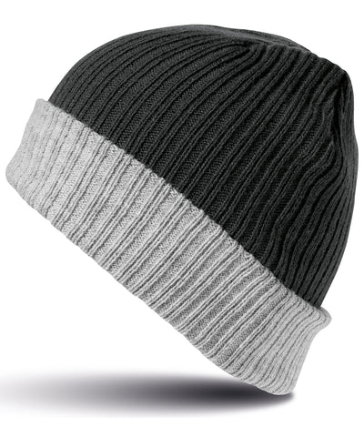 Gorro de punto de doble capa | Negro/Gris