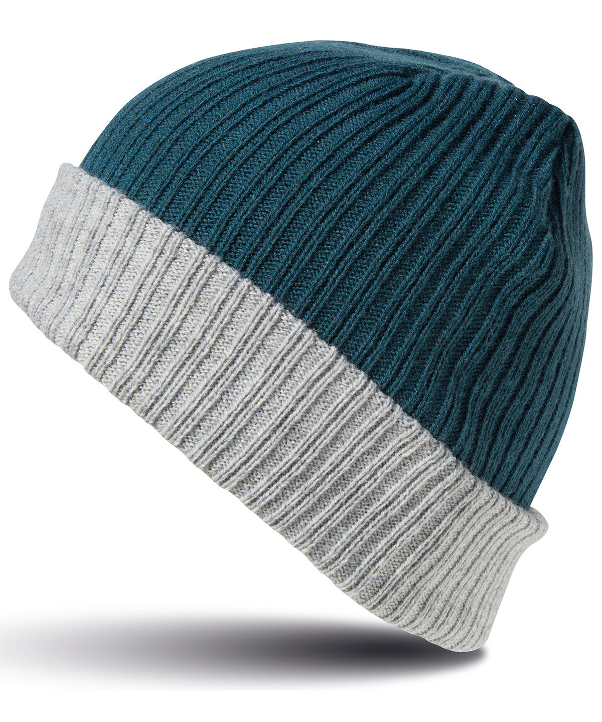 Gorro de punto de doble capa | Verde Azulado/Gris