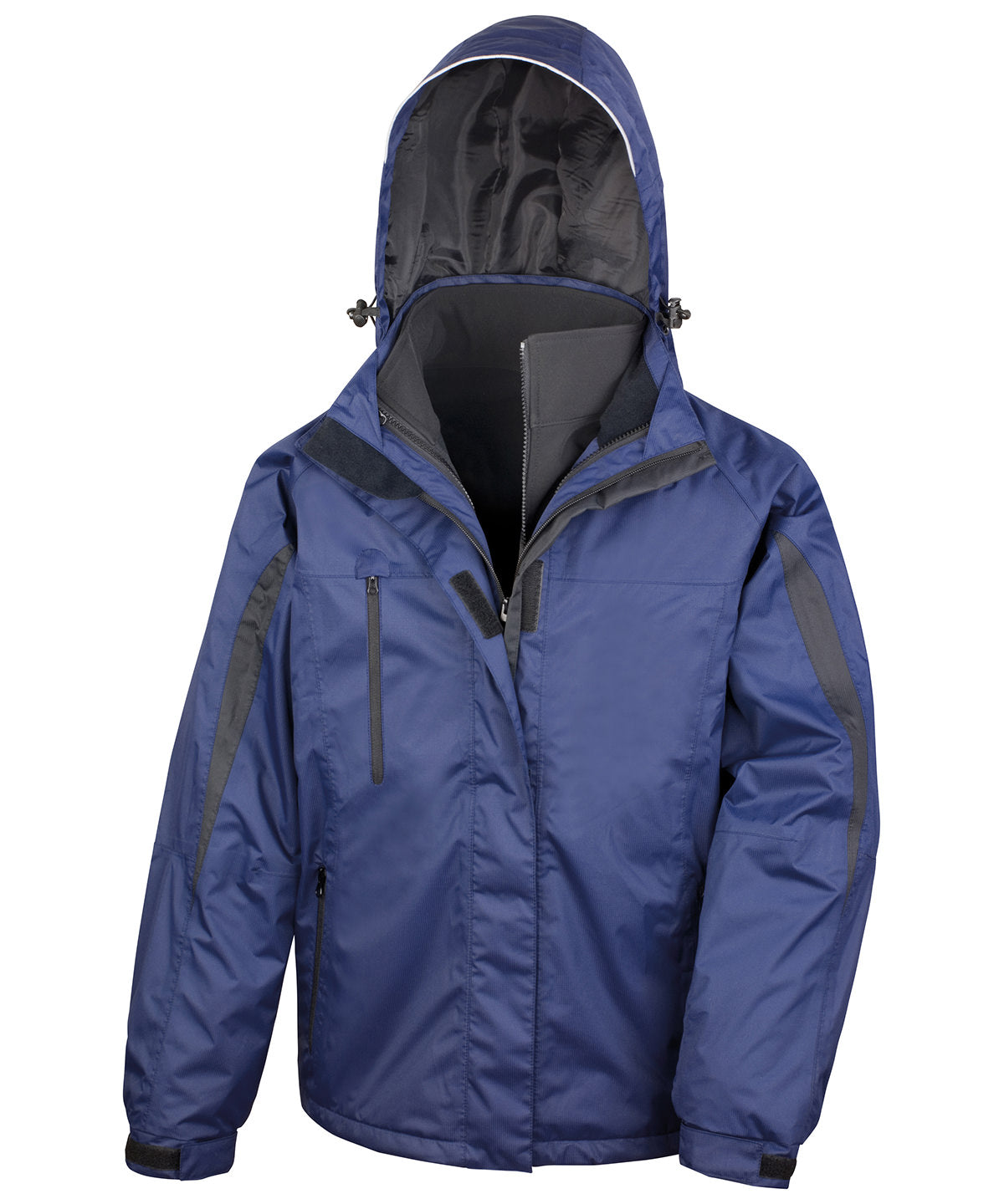 3-in-1 Reisejacke mit Softshell-Futter | Marineblau/Schwarz