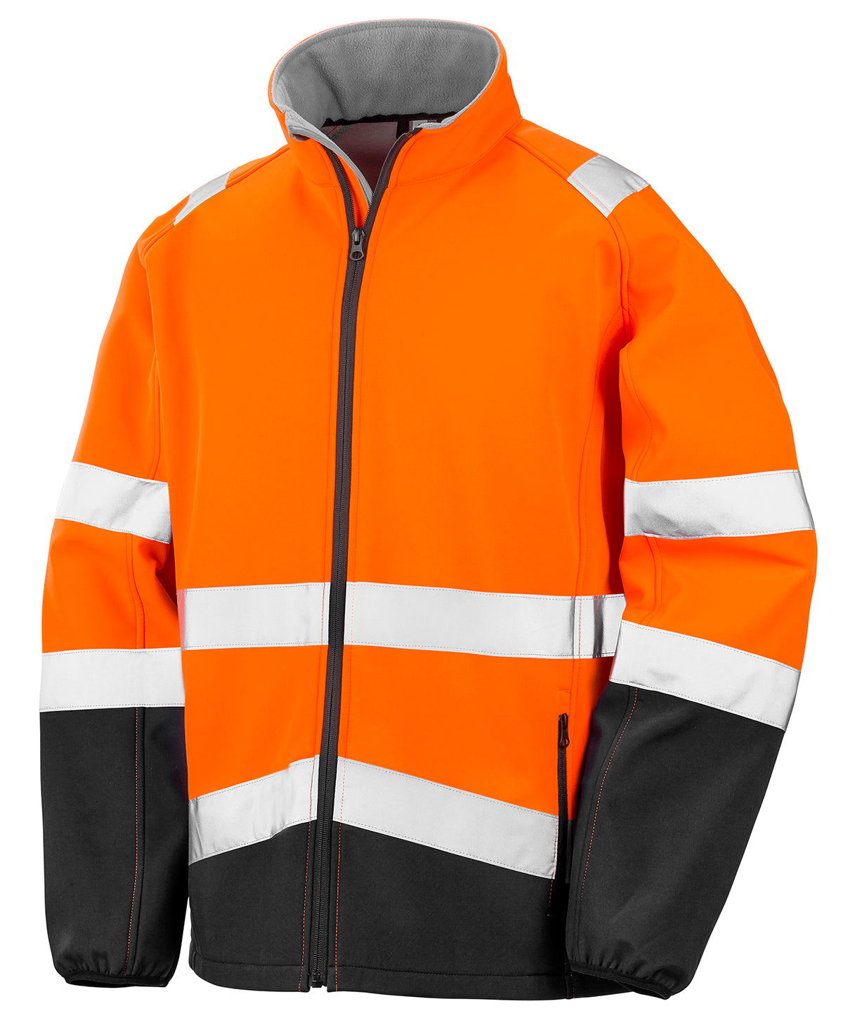 Bedruckbare Sicherheits-Softshelljacke | Fluoreszierendes Orange/Schwarz