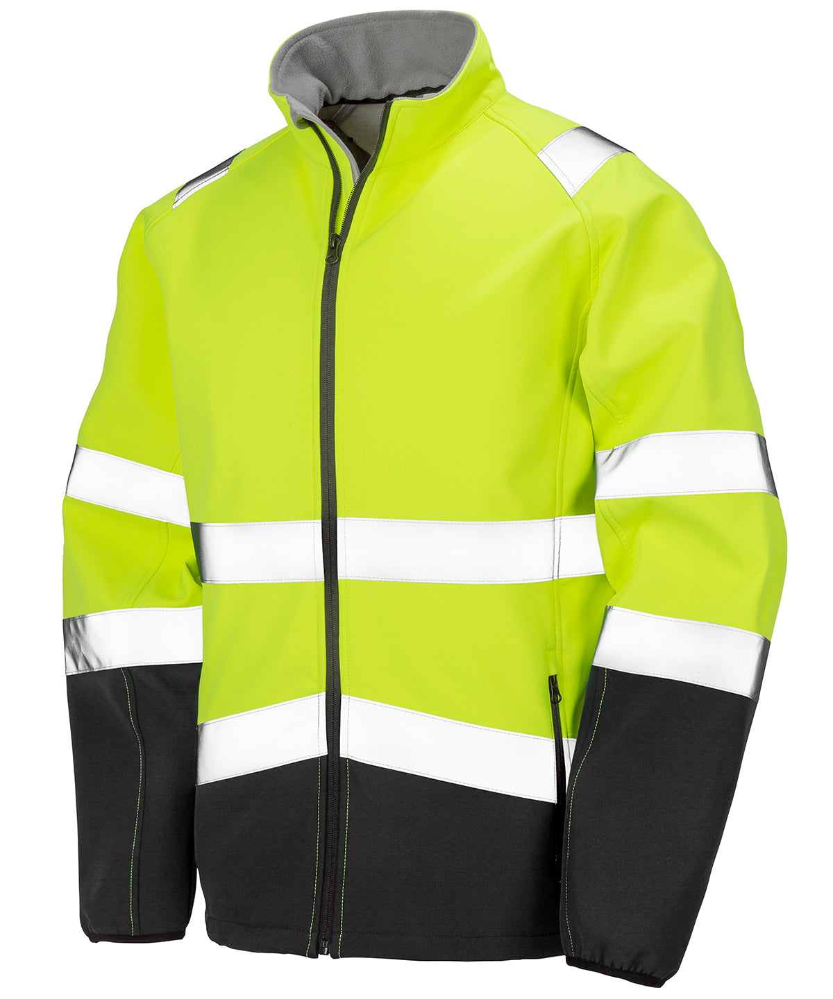 Bedruckbare Sicherheits-Softshelljacke | Fluoreszierendes Gelb/Schwarz