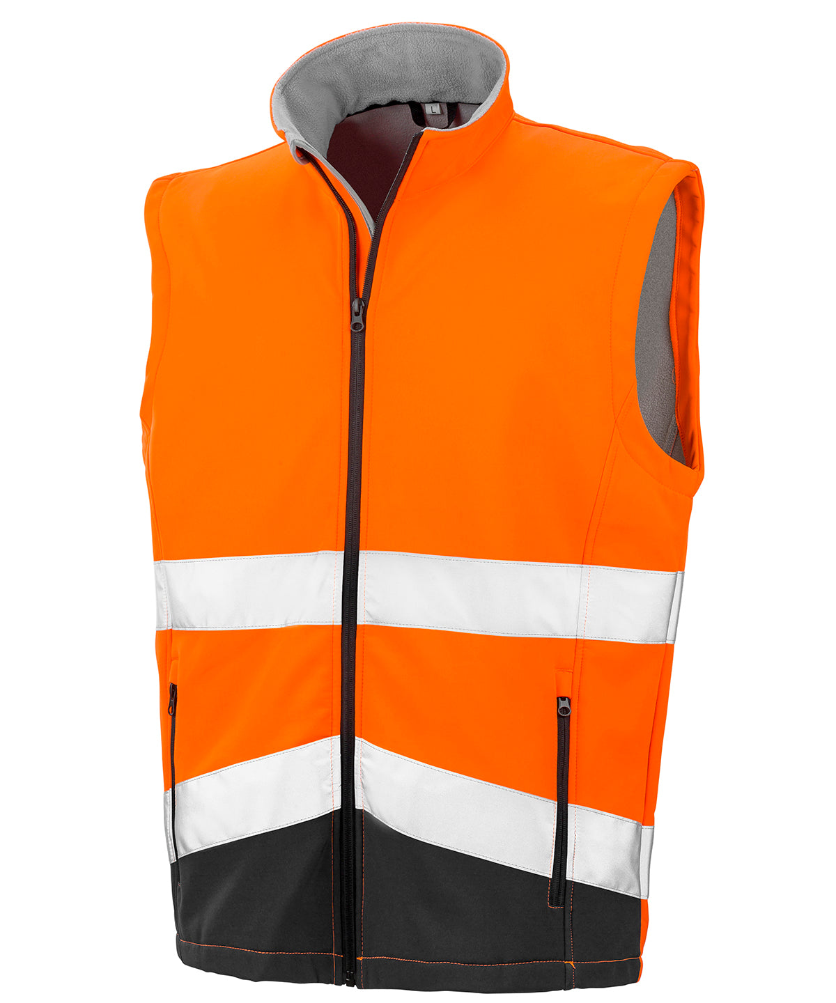 Bedruckbare Softshell-Sicherheitsweste | Fluoreszierendes Orange/Schwarz