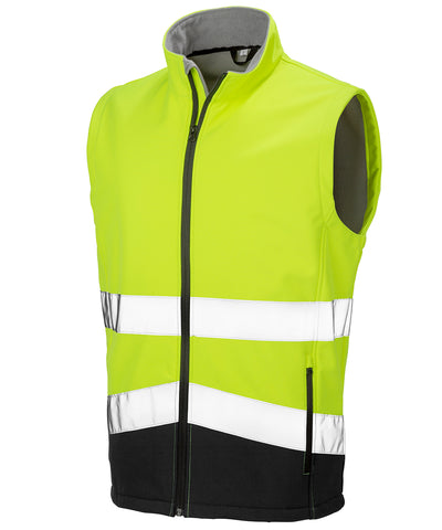Chaleco softshell de seguridad imprimible | Amarillo Fluorescente/Negro