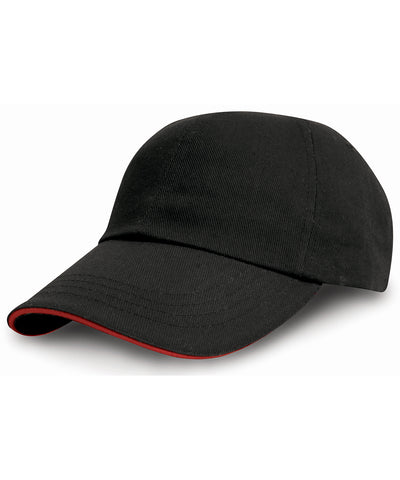 Gorra de algodn pesado estilo profesional con visera de sandwich | Negro/Rojo