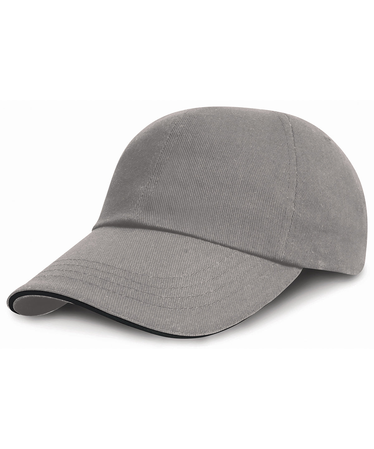 Gorra de algodn pesado cepillado de perfil bajo con visera de contraste | Gris/Negro