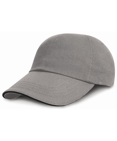 Gorra de algodn pesado cepillado de perfil bajo con visera de contraste | Gris/Negro