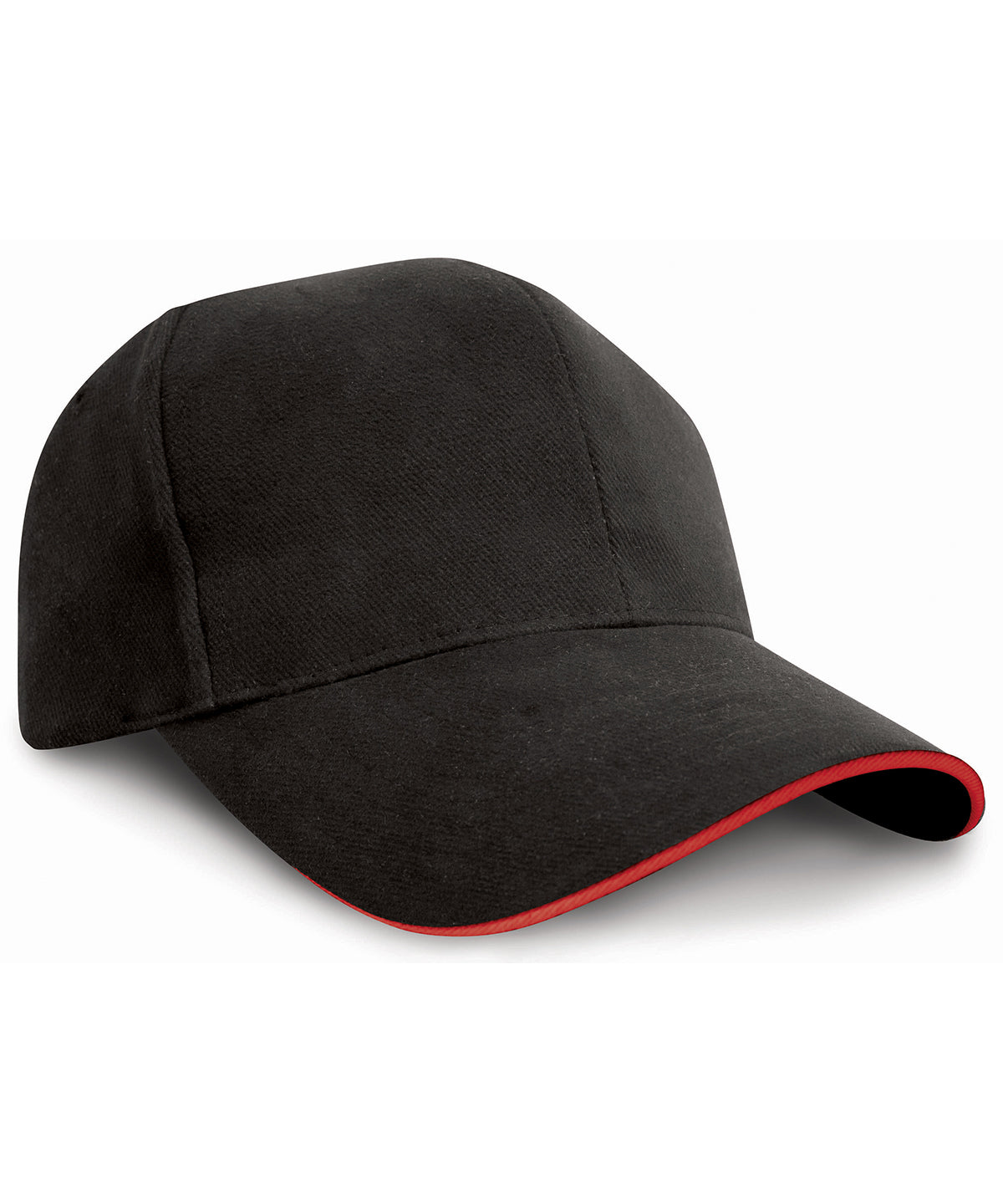 Gorra de algodn pesado estilo profesional con visera de contraste | Negro/Rojo