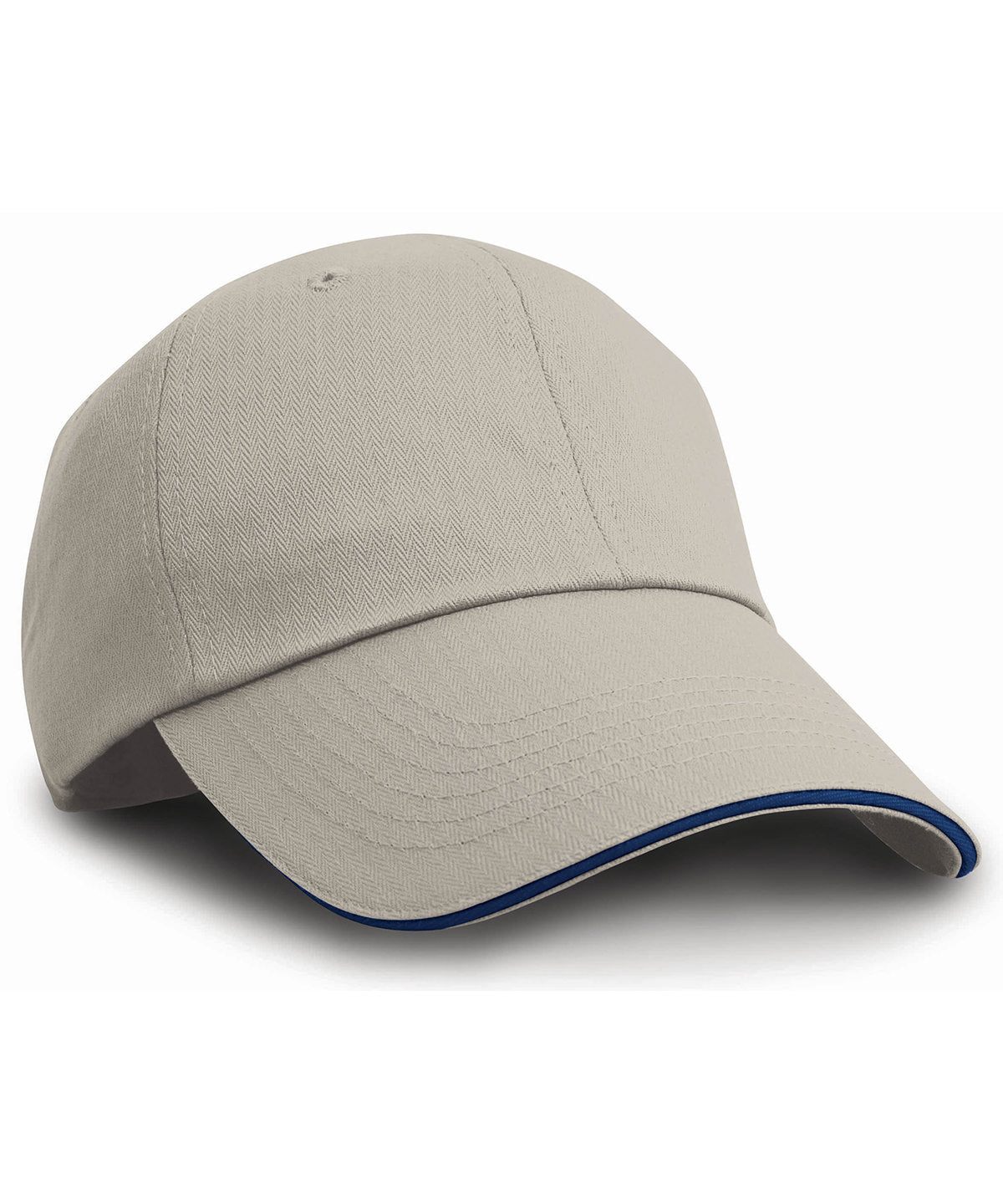 Fischgräten-Cap mit kontrastierendem Schirm | Beige/Marineblau