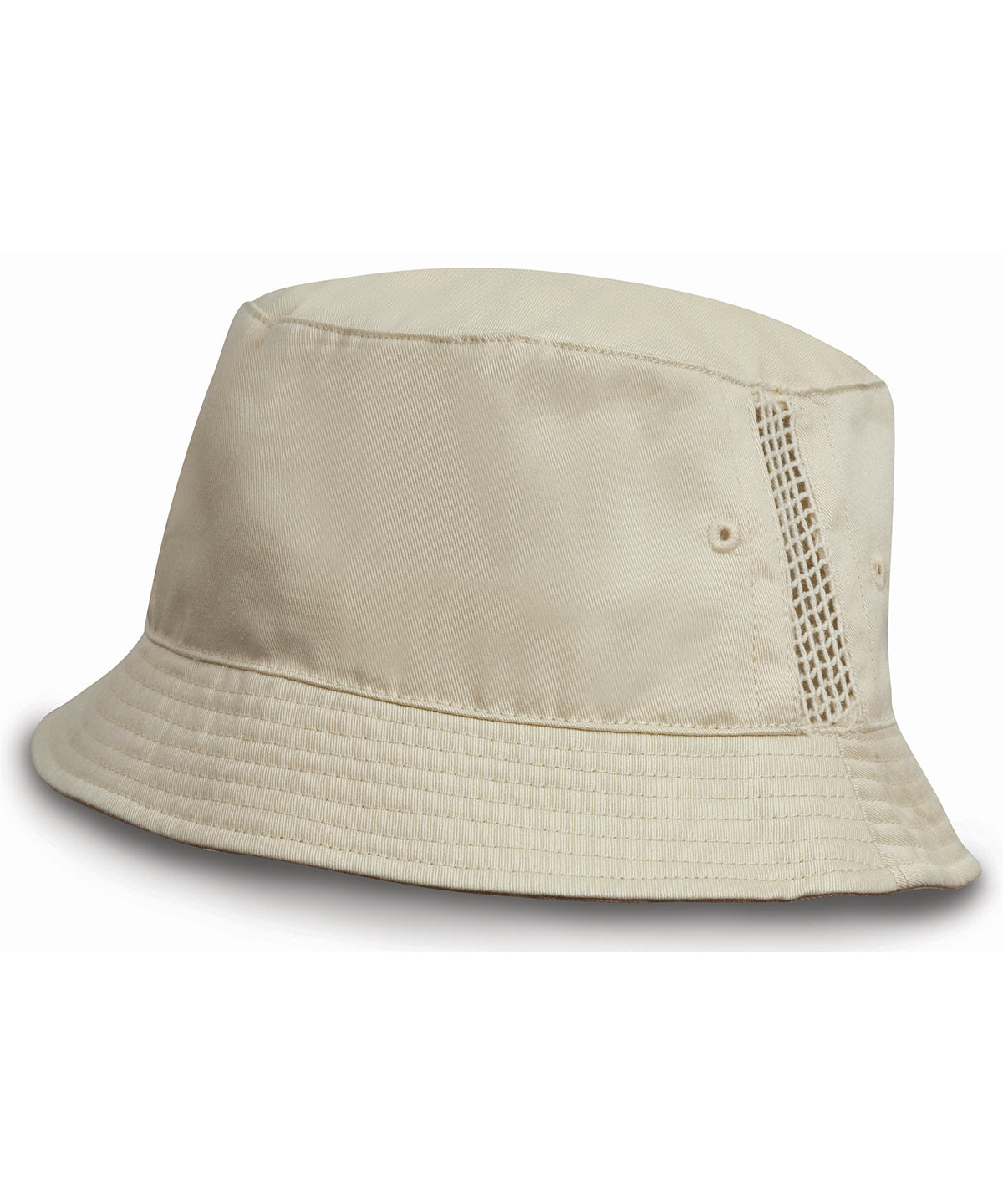 Deluxe Bucket Hat aus gewaschener Baumwolle mit seitlichen Mesh-Einsätzen | Natur