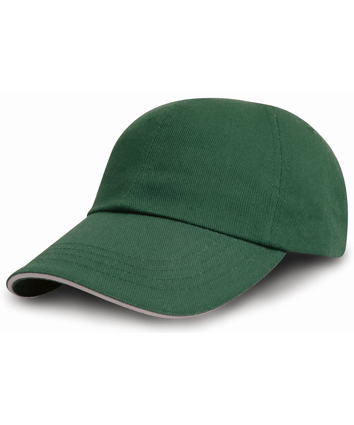 Gorra de algodn cepillado para impresores/bordadores con visera de sandwich | Verde Bosque/Beige
