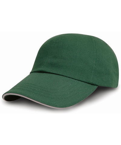 Gorra de algodn cepillado para impresores/bordadores con visera de sandwich | Verde Bosque/Beige