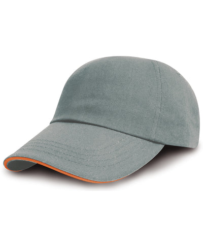 Gorra de algodn cepillado para impresores/bordadores con visera de sandwich | Gris/mbar