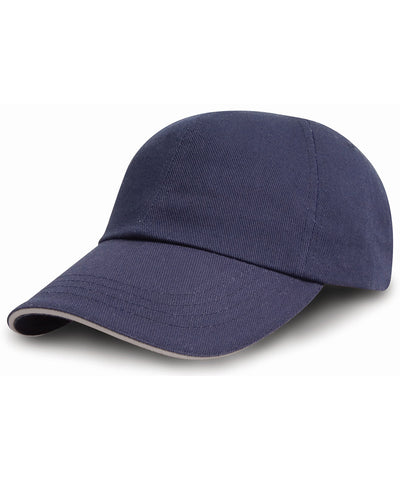 Gorra de algodn cepillado para impresores/bordadores con visera de sandwich | Azul Marino/Beige