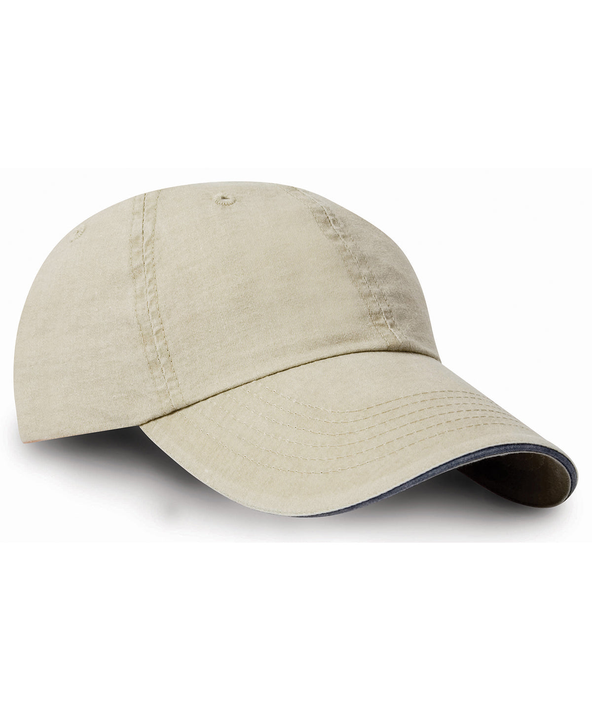 Gorra de algodn de lnea fina lavada con visera de contraste | Beige Marino Claro