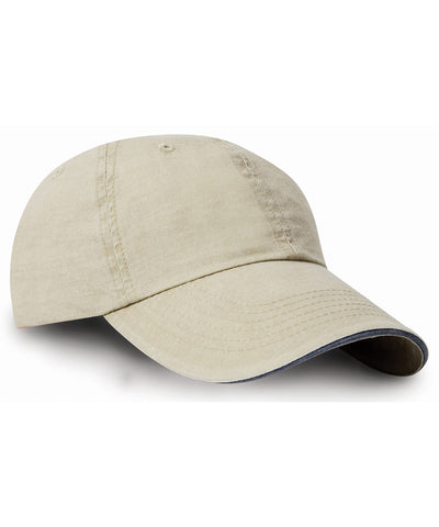 Gorra de algodn de lnea fina lavada con visera de contraste | Beige Marino Claro