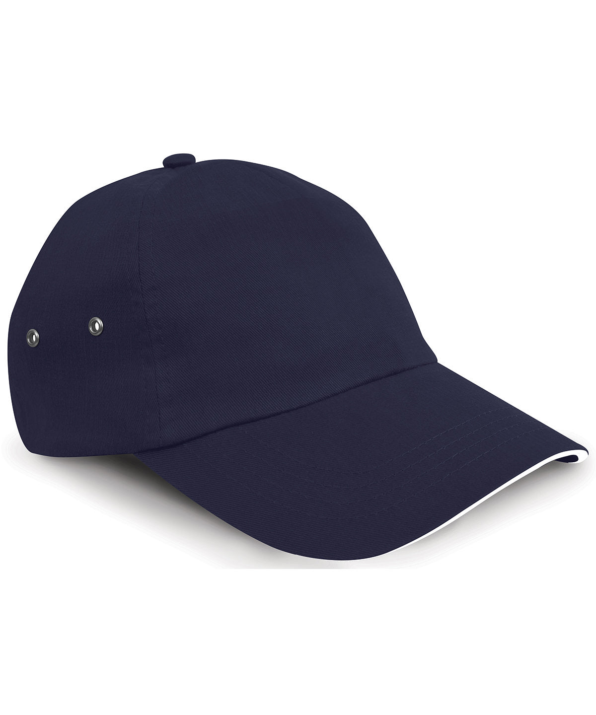 Gorra de cinco paneles de algodn suave para impresoras | Azul Marino/Blanco