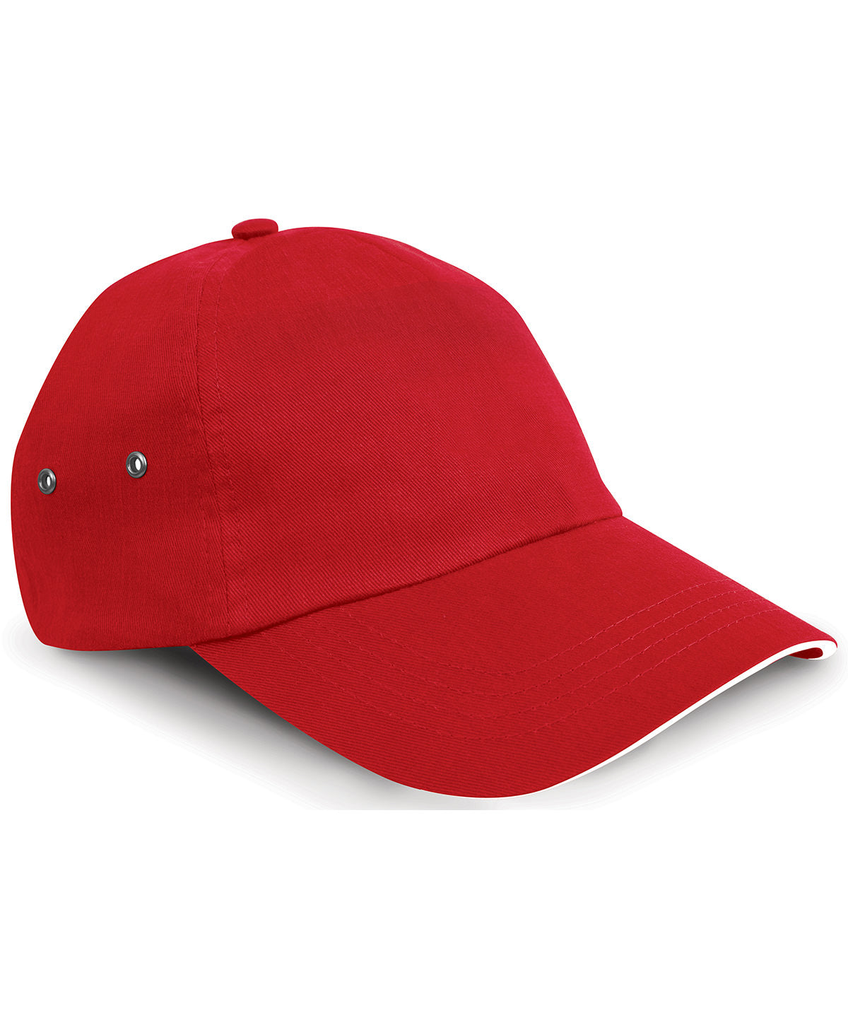 Gorra de cinco paneles de algodn suave para impresoras | Rojo/Blanco