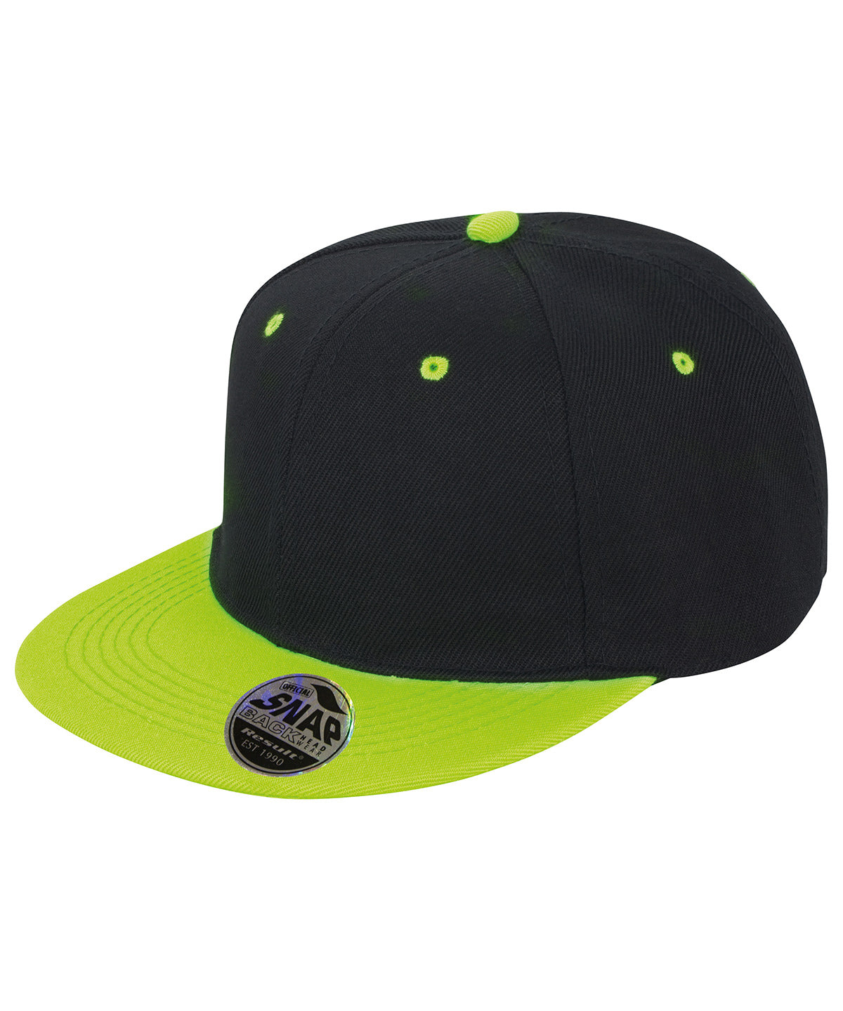 Gorra Bronx original de visera plana snapback de doble color | Negro/Lima
