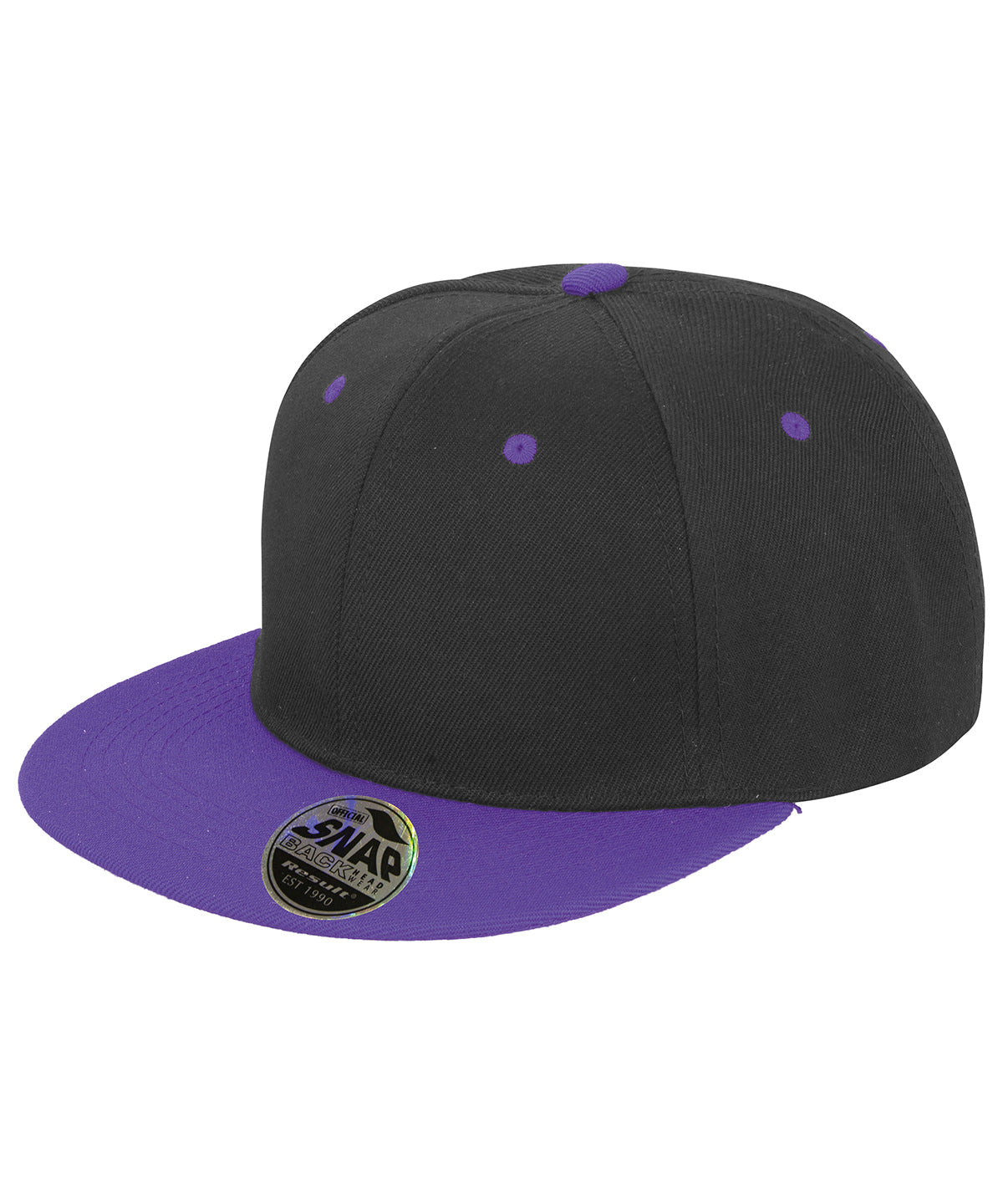 Gorra Bronx original de visera plana snapback de doble color | Negro/Morado