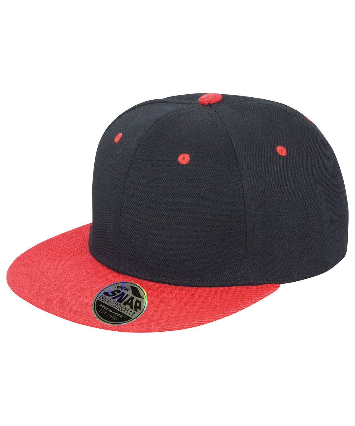 Gorra Bronx original de visera plana snapback de doble color | Negro/Rojo