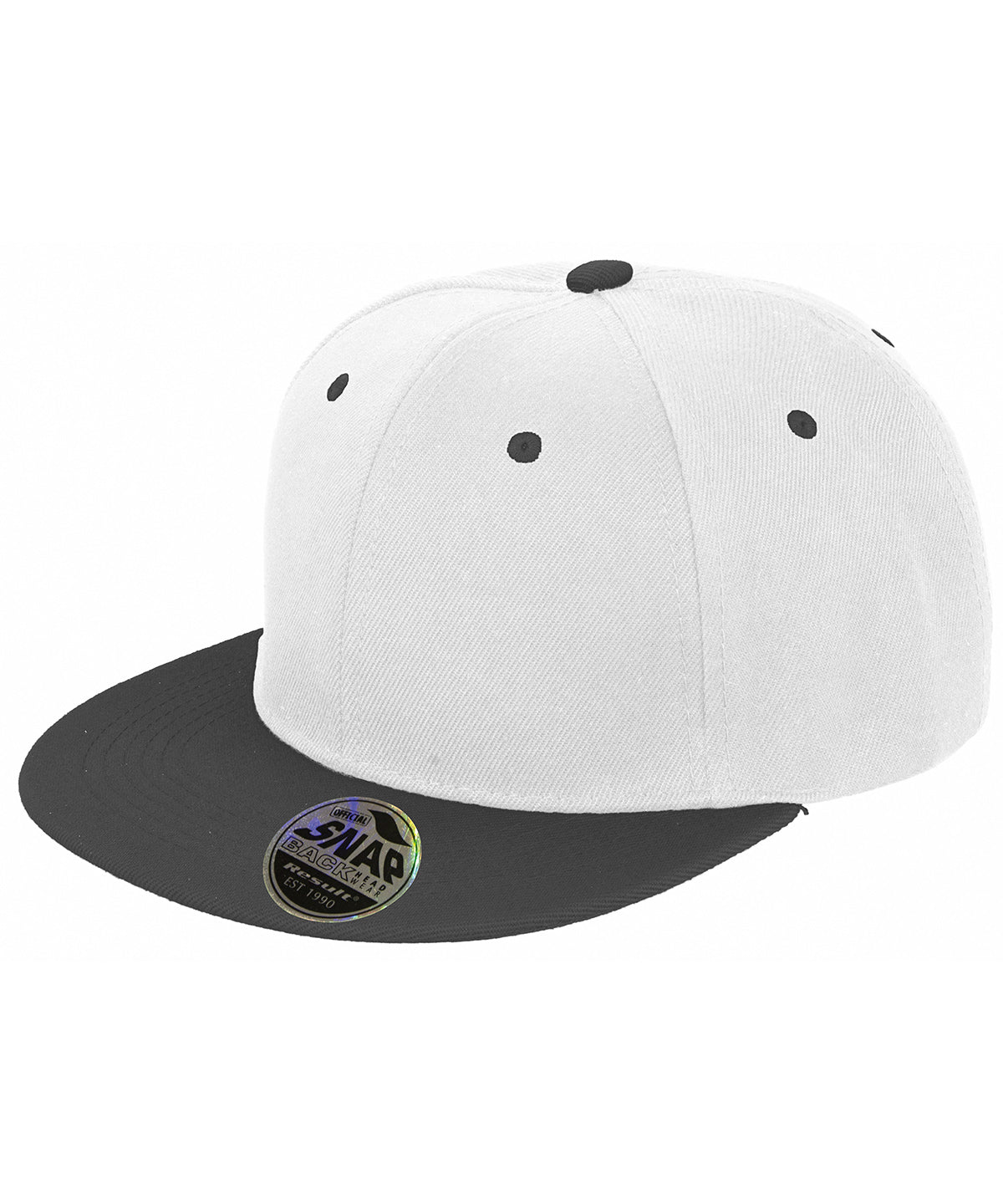 Gorra Bronx original de visera plana snapback de doble color | Blanco/Negro