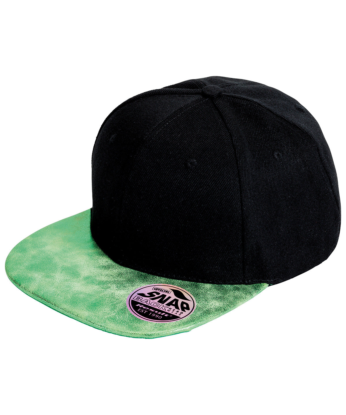 Bronx Glitter Flatcap mit Snapback-Verschluss | Schwarz/Grün
