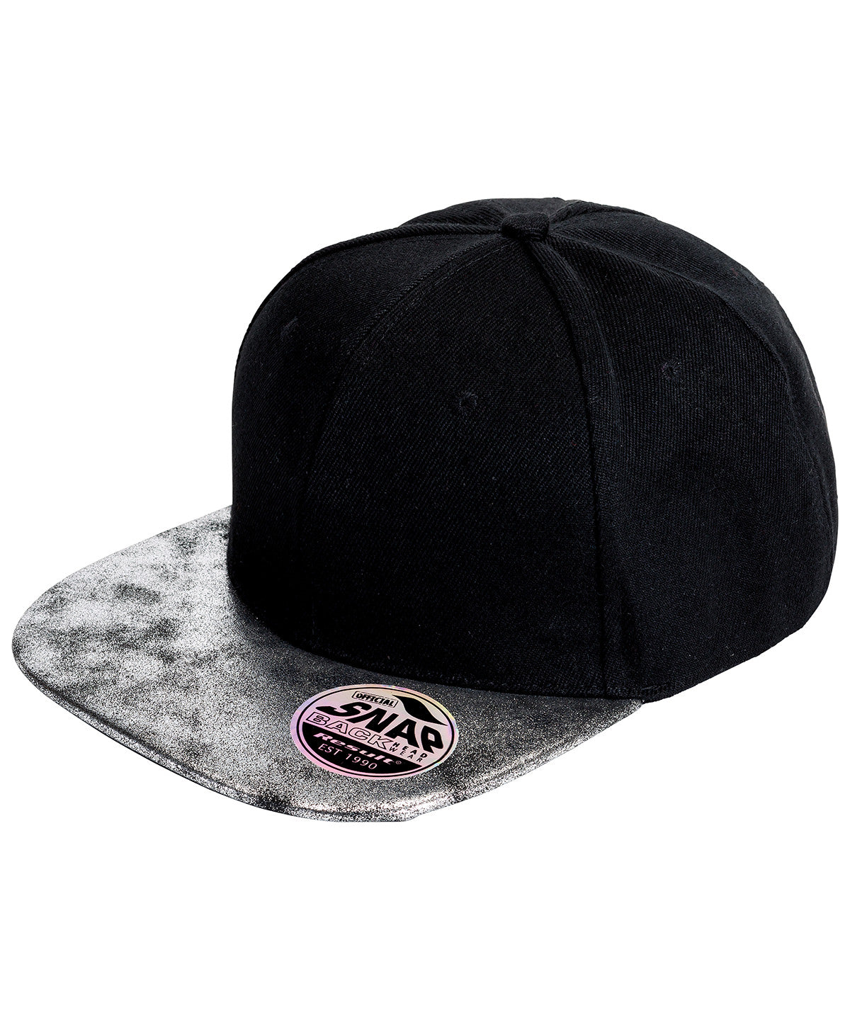 Bronx Glitter Flatcap mit Snapback-Verschluss | Schwarz/Silber