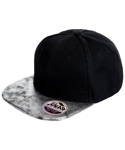 Bronx Glitter Flatcap mit Snapback-Verschluss | Schwarz/Silber