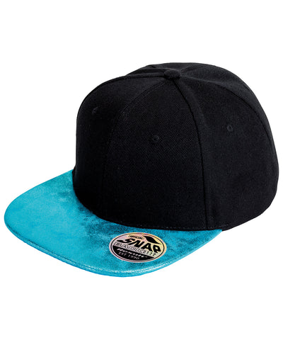 Bronx Glitter Flatcap mit Snapback-Verschluss | Schwarz/Türkis