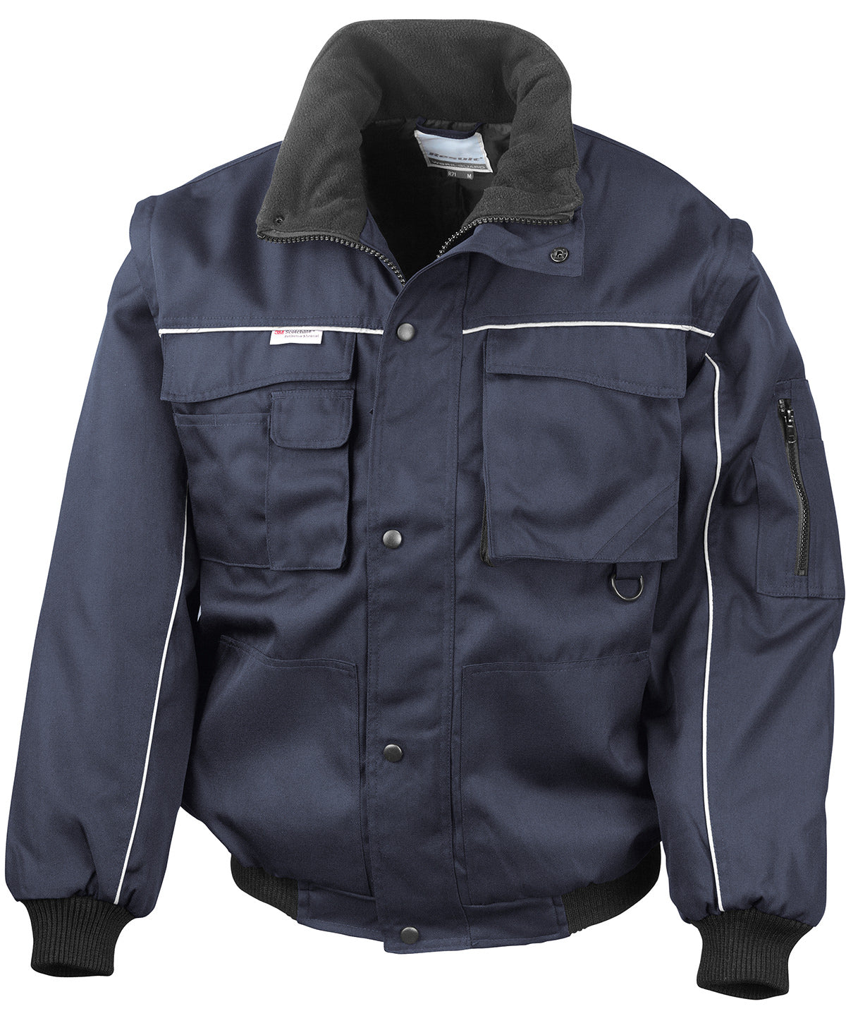 Robuste Pilotenjacke mit abnehmbaren Ärmeln und Work-Guard-Reißverschluss | Marineblau/Marineblau