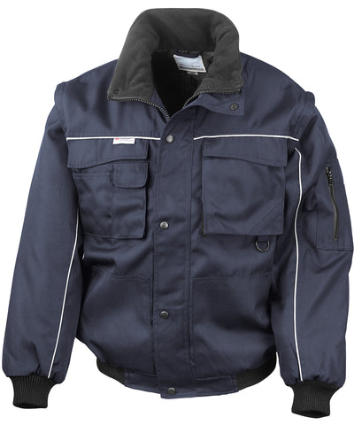 Robuste Pilotenjacke mit abnehmbaren Ärmeln und Work-Guard-Reißverschluss | Marineblau/Marineblau