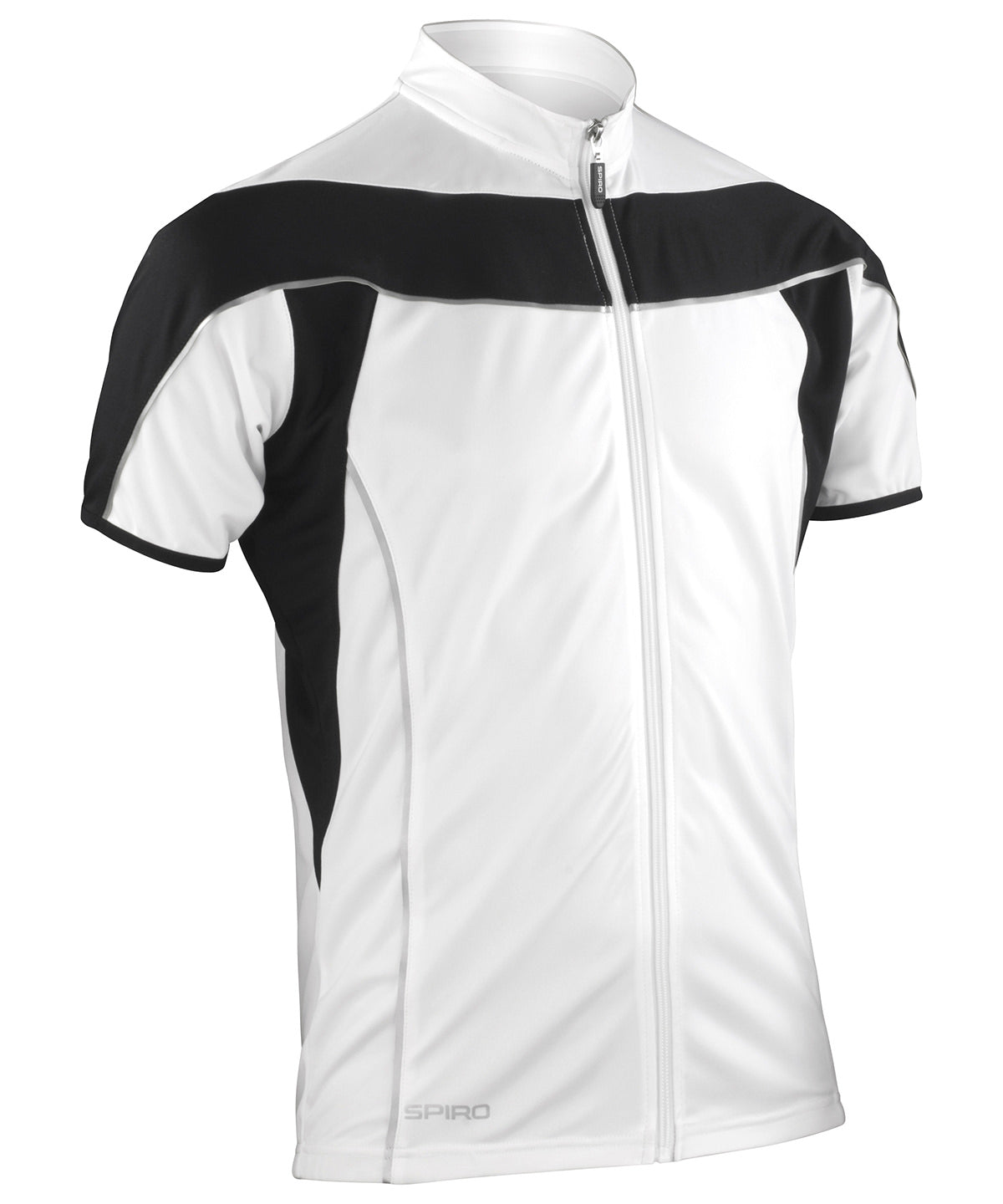 Camiseta de manga larga Spiro bikewear con cremallera completa | Blanco/Negro