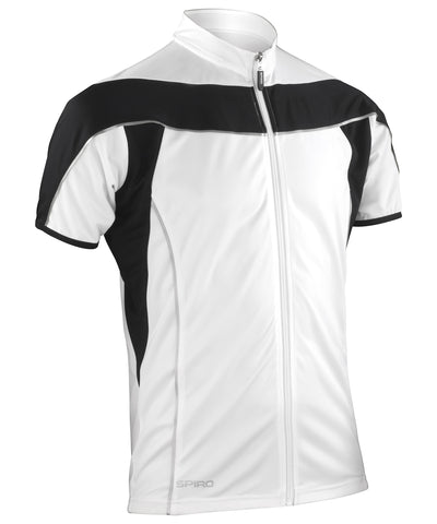 Camiseta de manga grande Spiro bikewear avec cremaillera complète | Blanc/Nègre