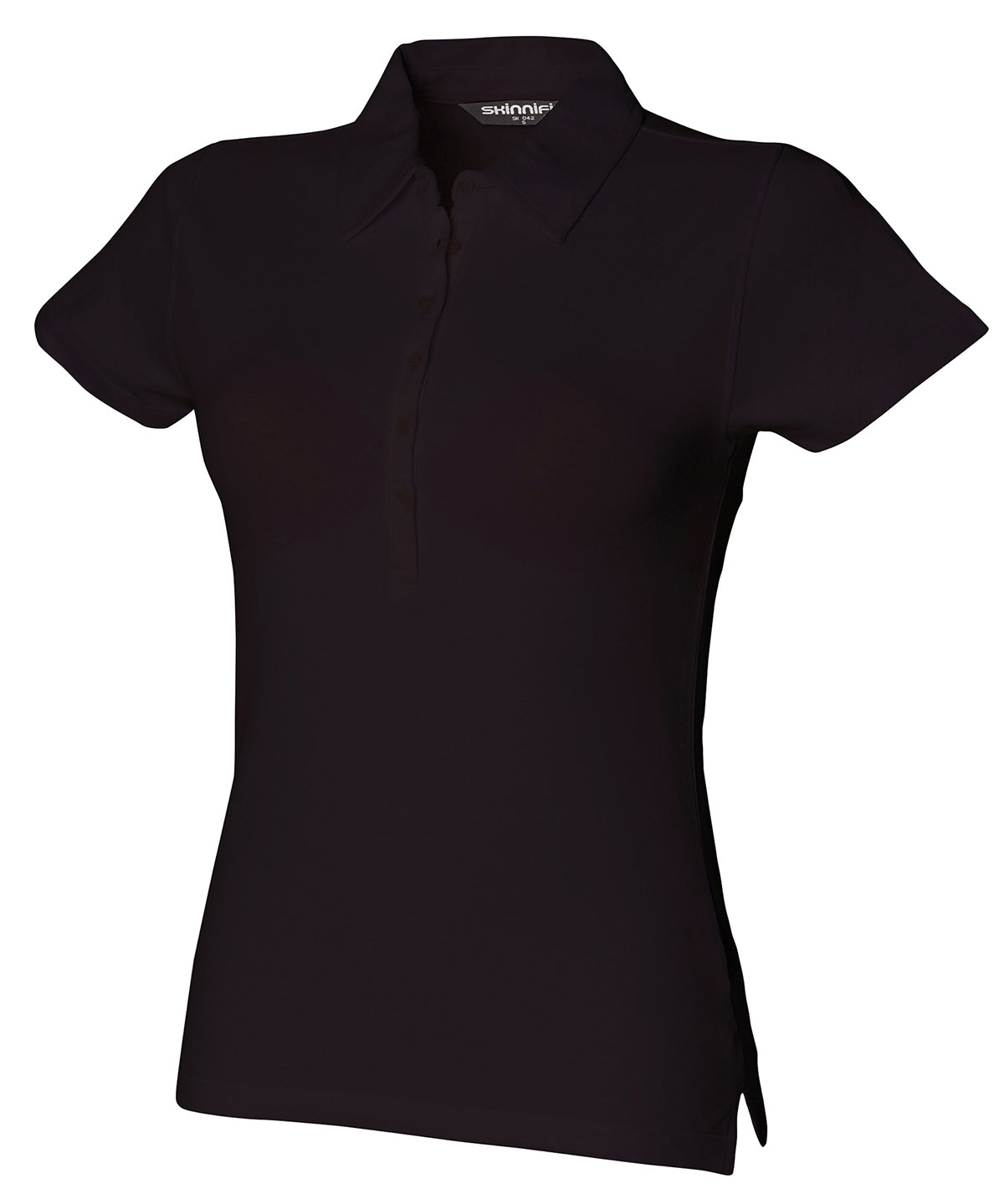 Polo elstico de manga corta para mujer | Negra Profunda