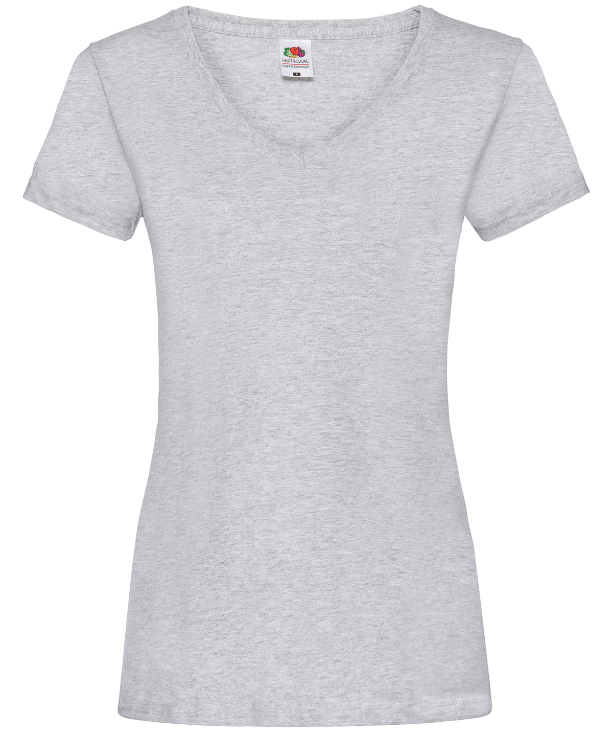 Camiseta de mujer cuello en V Valueweight | Gris Jaspeado