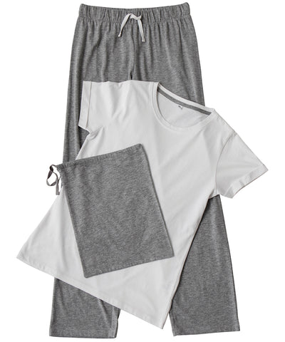 Conjunto de pijama de pantaln largo para mujer (en una bolsa) | Blanco/Gris Jaspeado