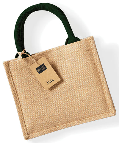 Bolsa de regalo mini de yute | Verde Natural/Verde Bosque
