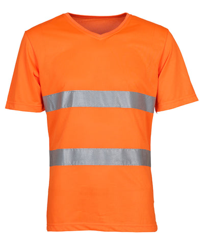 Camiseta de cuello en V ultraligera súper fresca de alta visibilidad (HVJ910) | Naranja Claro