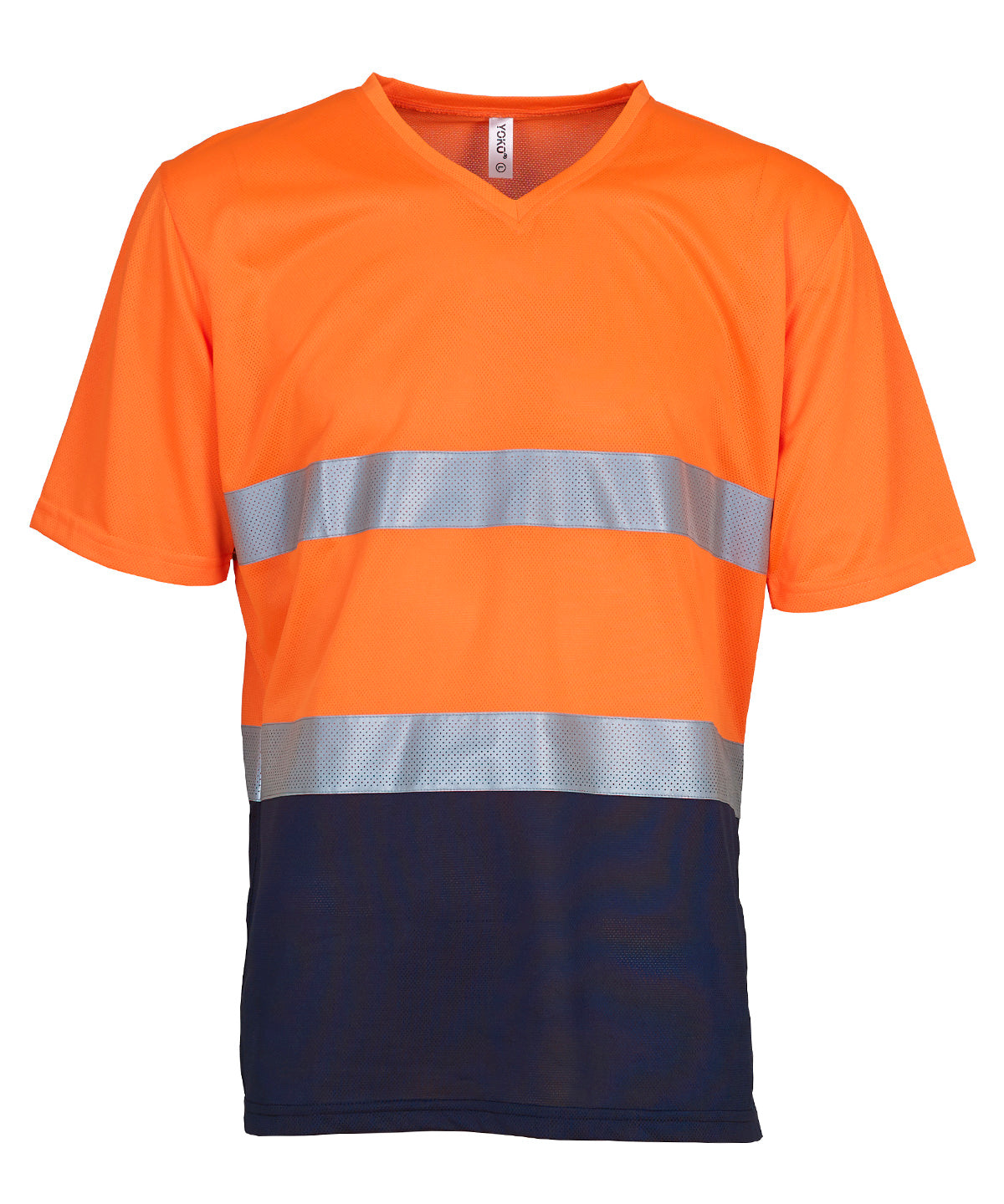 Camiseta de cuello en V ultraligera súper fresca de alta visibilidad (HVJ910) | Naranja/Marino