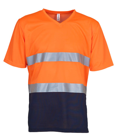 Camiseta de cuello en V ultraligera súper fresca de alta visibilidad (HVJ910) | Naranja/Marino