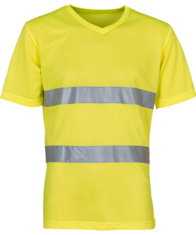 Camiseta de cuello en V ultraligera súper fresca de alta visibilidad (HVJ910) | Amarillo Claro