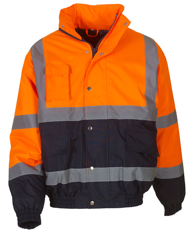 Chaqueta bomber bicolor de alta visibilidad (HVP218) | Naranja/Marino