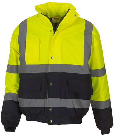 Chaqueta bomber bicolor de alta visibilidad (HVP218) | Amarillo/Marino