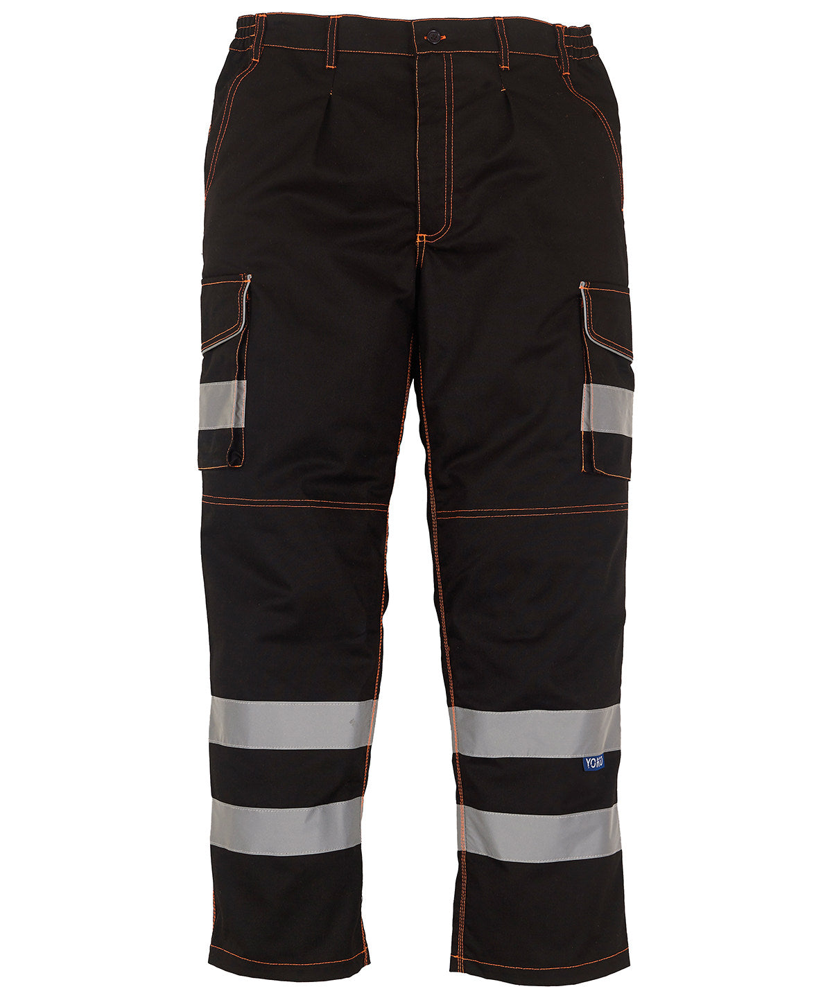 Pantalones de carga de polialgodón de alta visibilidad con bolsillos para rodilleras (HV018T/3M) | Negro -> Carbón