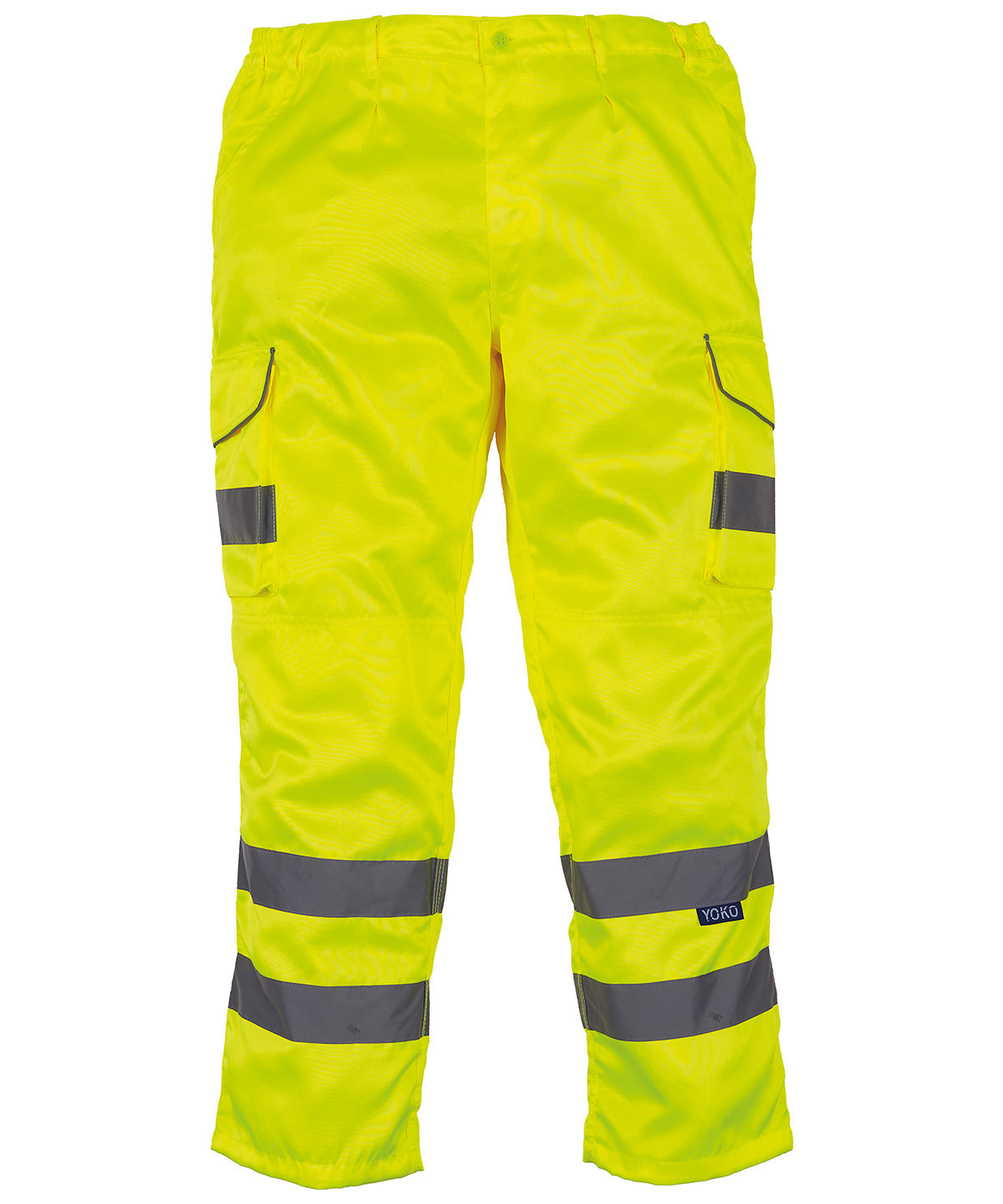 Pantalones de carga de polialgodón de alta visibilidad con bolsillos para rodilleras (HV018T/3M) | Amarillo Claro