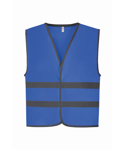 Chaleco infantil con ribete reflectante de alta visibilidad (HVW102CH) | Azul Verdadero
