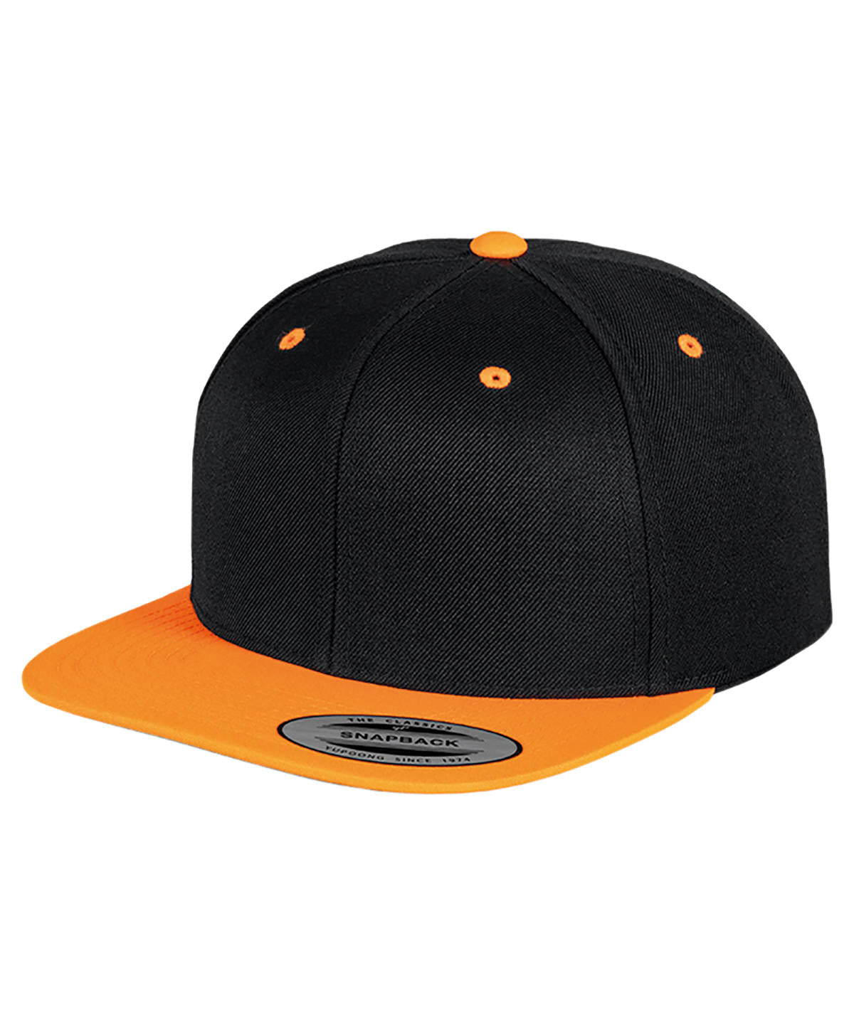 La clsica gorra snapback de 2 tonos (6089MT) | Negro/Naranja Nen