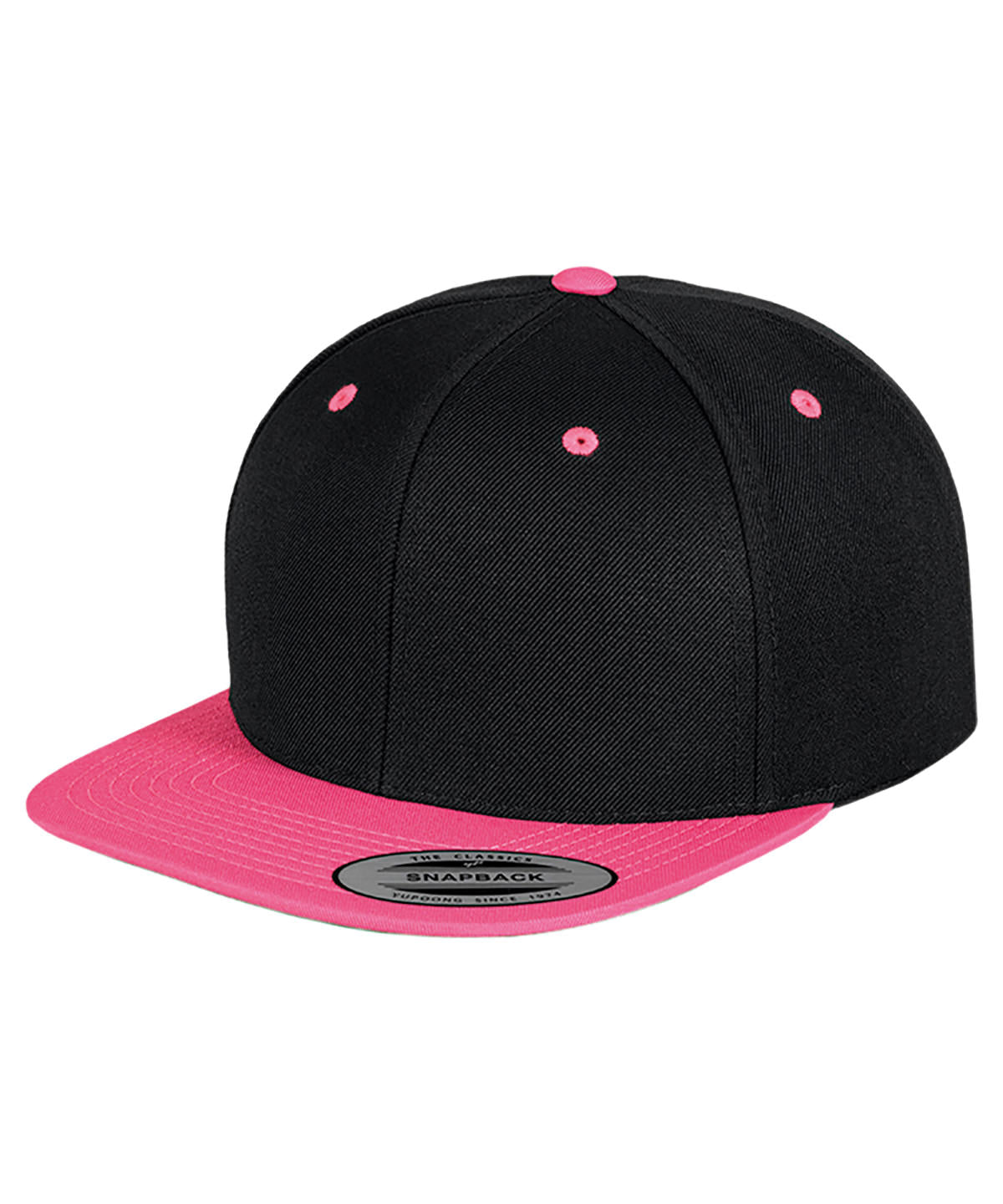 La clsica gorra snapback de 2 tonos (6089MT) | Negro/Rosa Nen