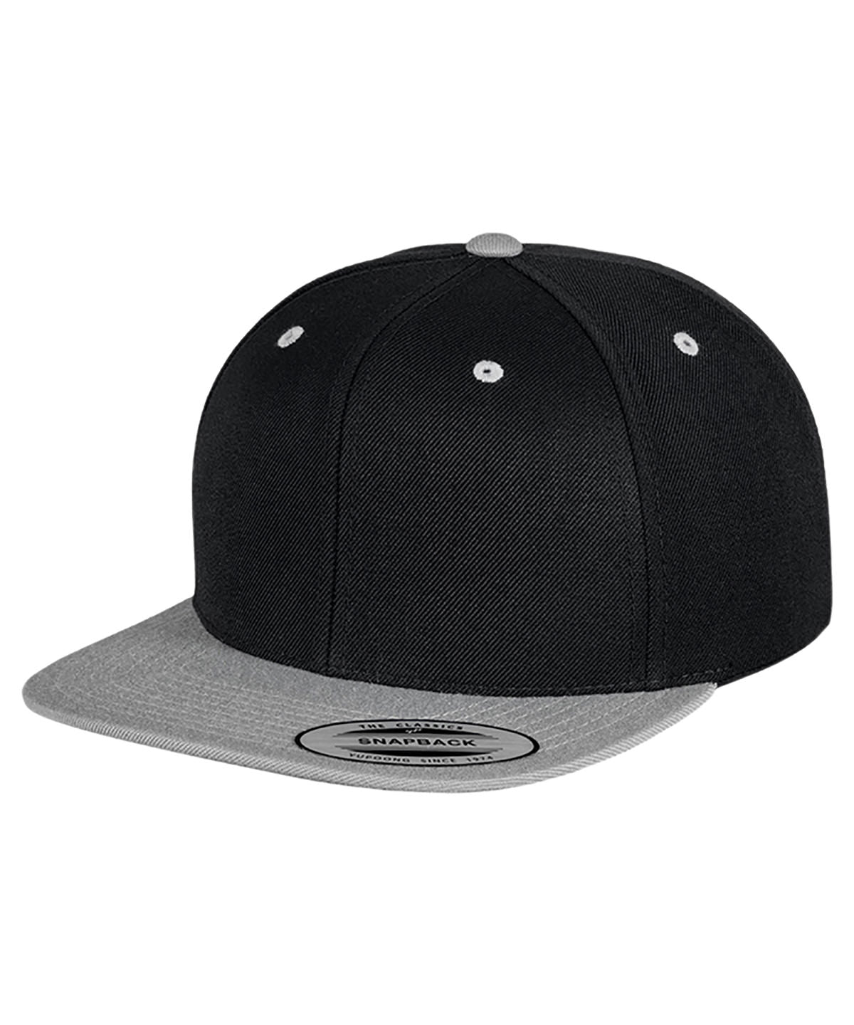 La clsica gorra snapback de 2 tonos (6089MT) | Negro/Plata