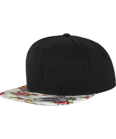 Gorra snapback de moda con estampado (6089DESIGNER) | Negro/Menta Floral